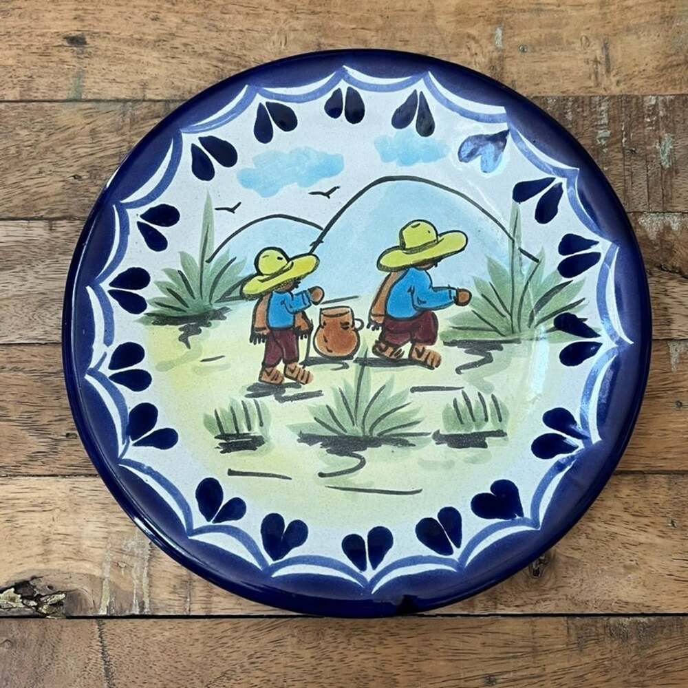 Vintage Hand Painted Ceramic Plate Lead Free Made in Mexico